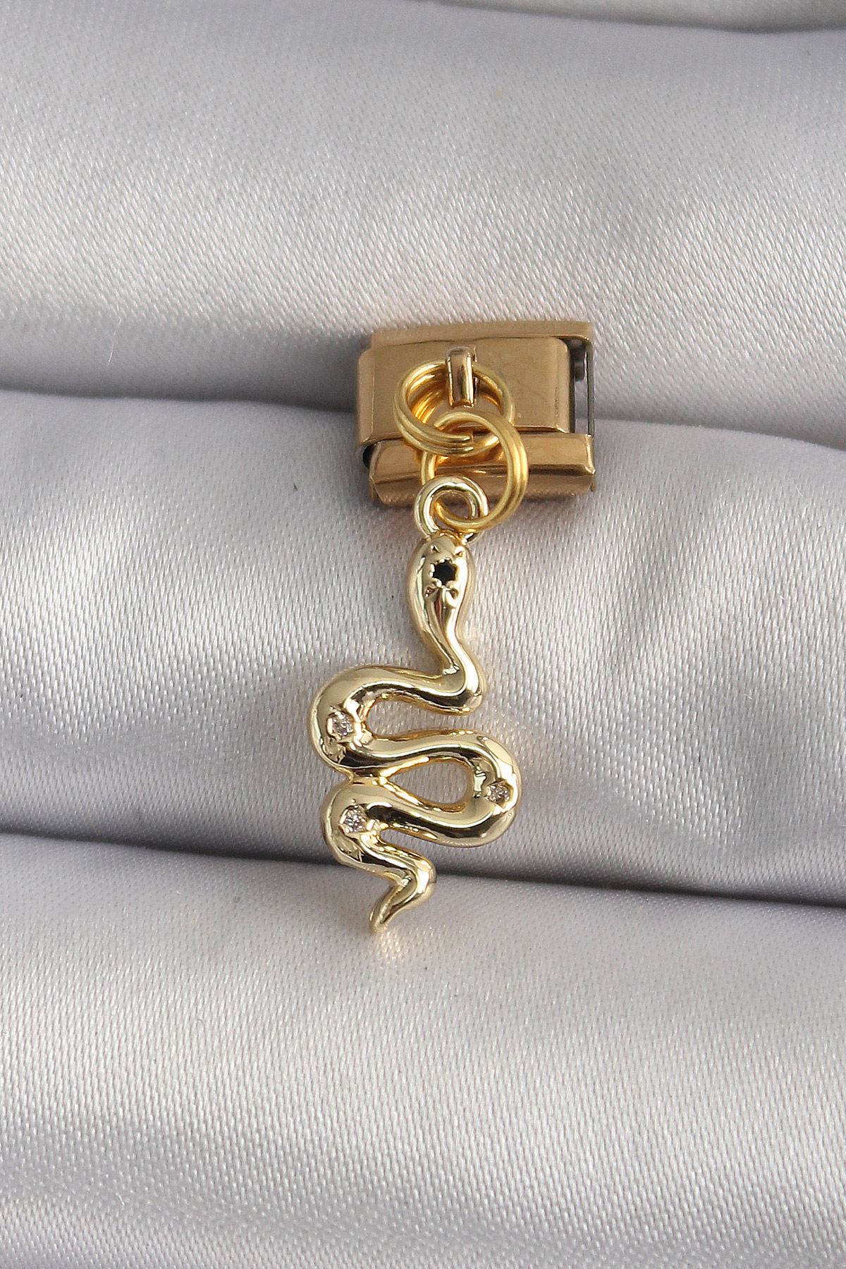 Erb 316L Çelik Gold Renk Sallantı Yılan Model Nomination Charm