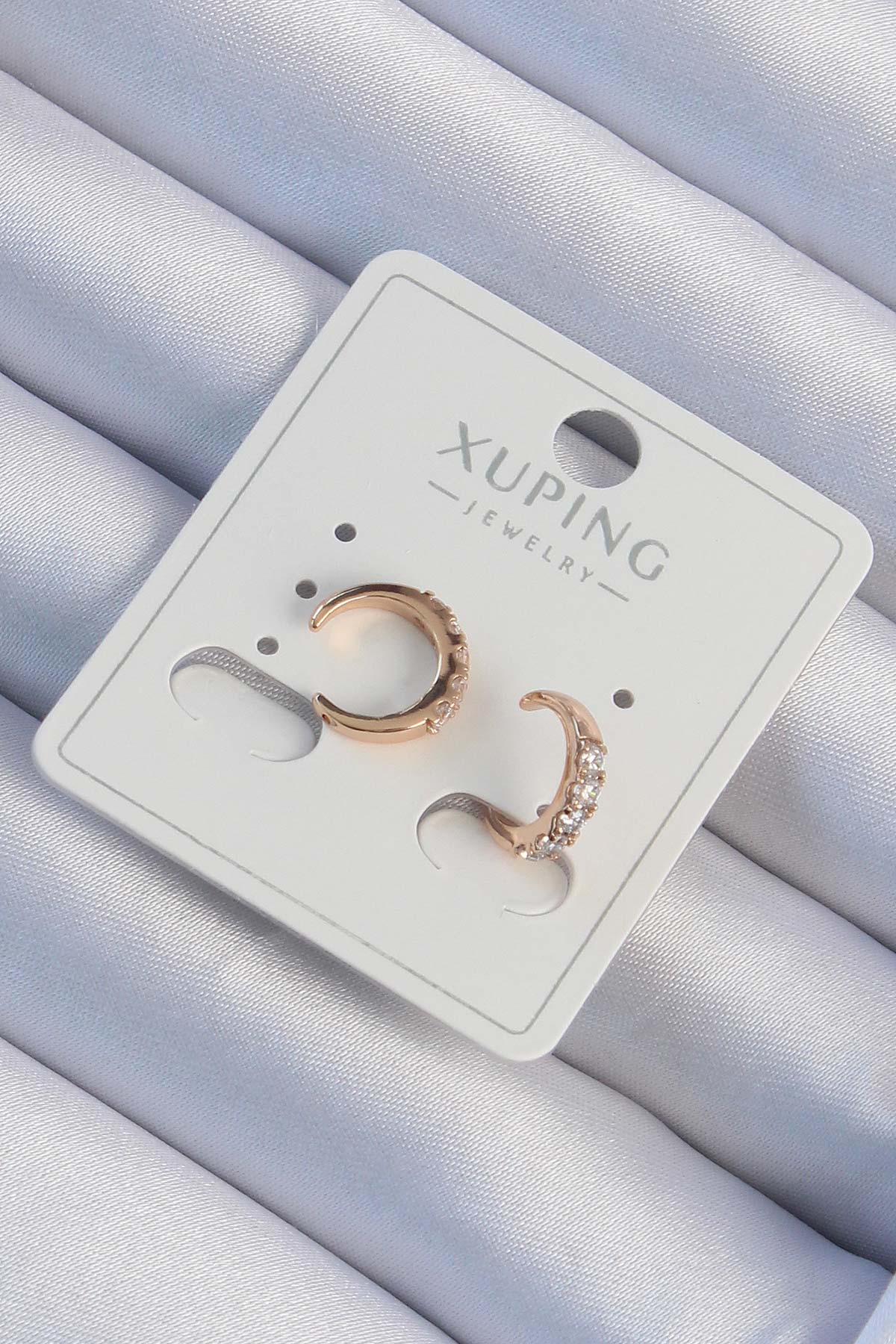 Erb Xuping Rose Renk Zirkon Taşlı Ay Model Earcuff Küpe